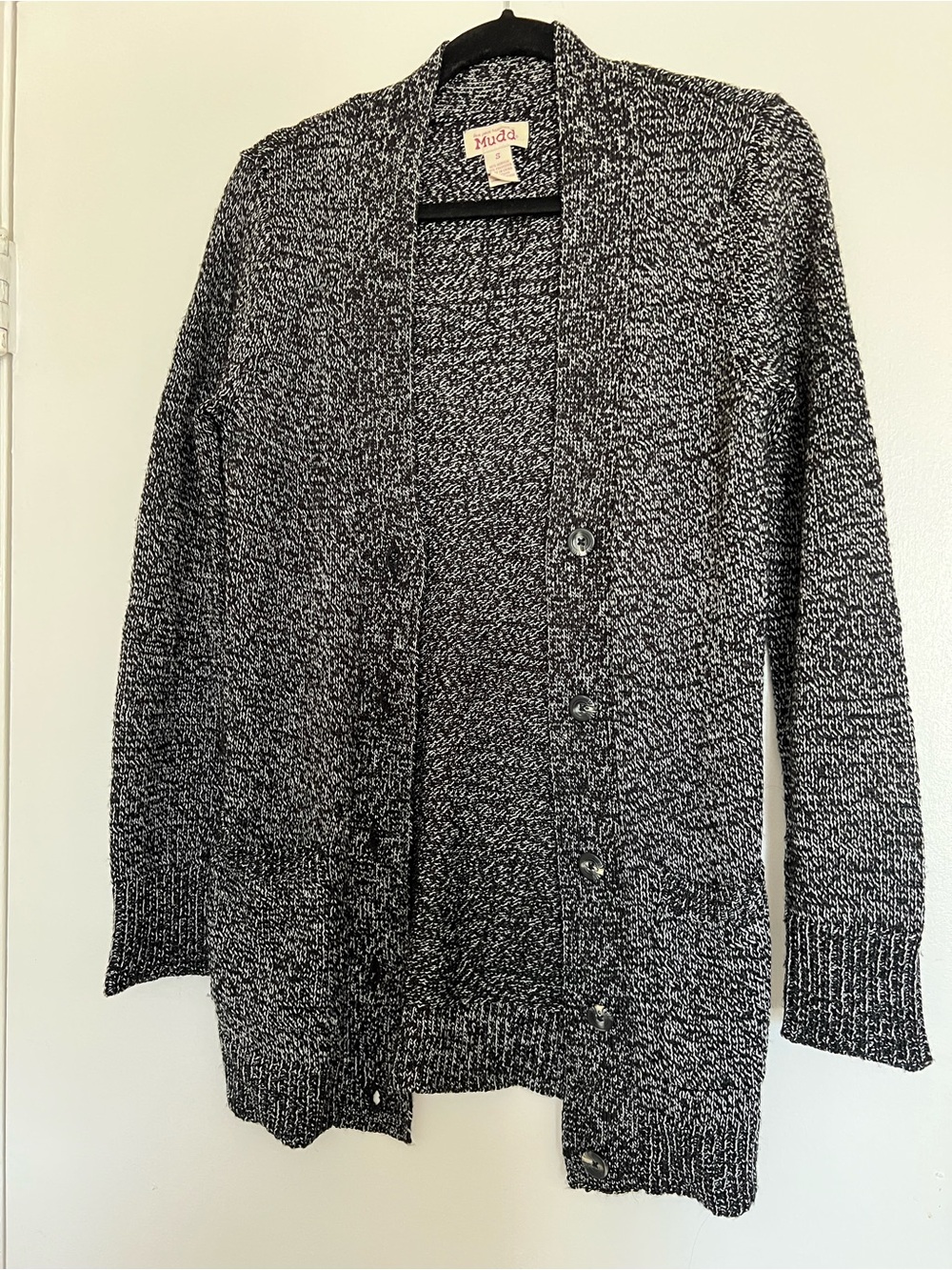Mudd Black and White Marled Button-Up Cardigan